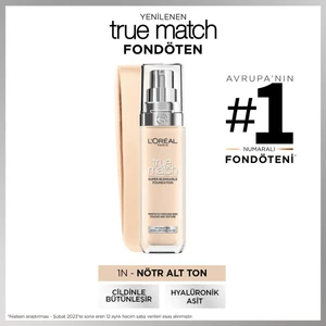 True Match Bakım Yapan Fondöten - 1N Nötr Alt Ton Kapatıcı