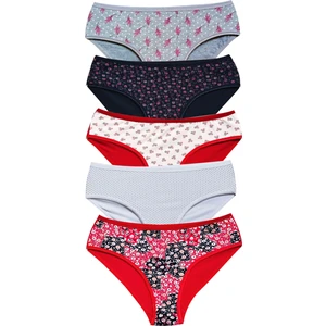 Pamuklu Geniş Kenarlı Likralı Desenli Bato Kadın Külot 5'Li Paket Set 1