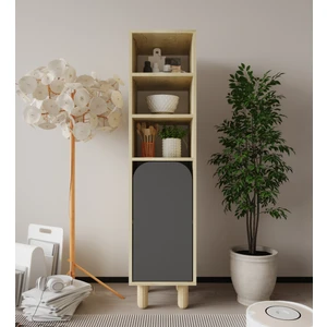 VM VERTEX MOBİLYA Parma 1 Kapaklı Mutfak Dolap, Kahve Köşesi, Çok Amaçlı Dolap Safir Meşe-Antrasit