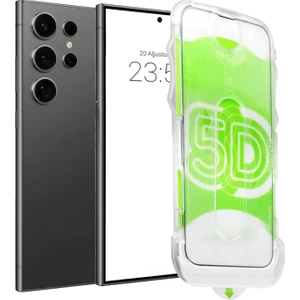 Samsung Galaxy S24 Ultra Uyumlu Kolay Uygulama Aparatlı Çerçeveli Tam Kapatan Cam Ekran Koruyucu