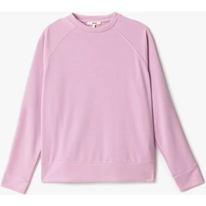 Modal Kumaş Rahat Kesim Uzun Kollu Bisiklet Yaka Kadın Basic Sweatshirt