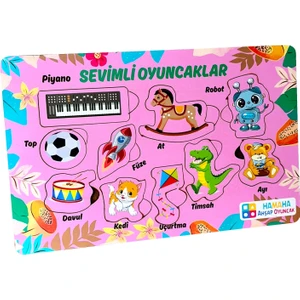 Eğitici Ahşap Oyuncak | Sevimli Oyuncaklar Temalı Bul-Tak Puzzle