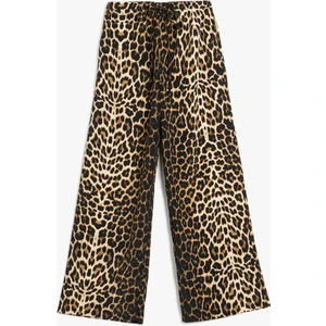 Rahat Kesim Leopar Desenli Geniş Paça Pantolon