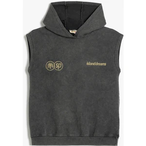 Pamuklu Baskı Detayı Kolsuz Oversize Sweatshirt