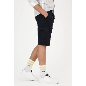 Serseri Jeans Erkek Lacivert Renk Kargo Yandan Cepli Esnek Kumaş Slim Fit Kapri Şort