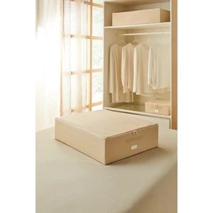 Ocean Home Textile Ocean Home Te x tile Büyük Boy Bej Balıksırtı Destekli Kutu Hurç 55  x  70  x  18  cm