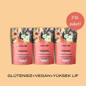 The Good Wild Glütensiz, İlave Şekersiz Granola Çilekli Çikolatalı 3'lü Avantaj Paketi