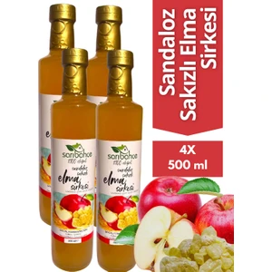 Sandaloz Sakızlı Elma Sirkesi 500 ml 4'lü Paket - Organik Doğal Fermente