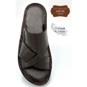 Gerçek Deri Erkek Terlik Hafif Terlik Deri Gk Kahve