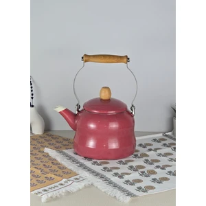 Alev Vintage Demlik - Ahşap Saplı Emaye Çaydanlık, Kettle - 2.5 Litre