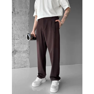 Abluka Online Oversize Bol Paça Kumaş Pantolon Kahve