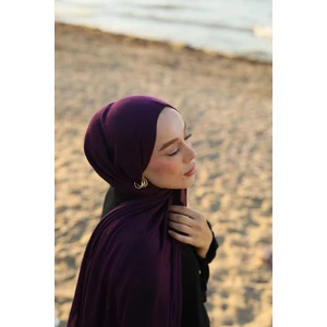 Neo Pamuk İpek Bambu Penye Karışımlı Mürdüm Renk Düz Desen Yumuşak Nefes Alabilen Şal