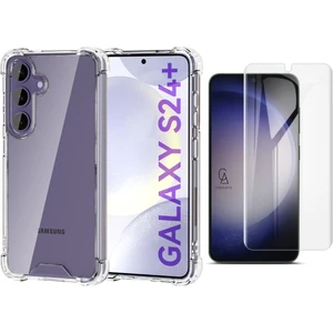 Samsung Galaxy S24 Plus Uyumlu Köşe Dolgulu Anti Shock Telefon Kılıfı ve Kırılmaz Cam Ekran Koruyucu