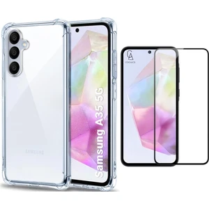 Samsung Galaxy A35 Uyumlu Köşe Dolgulu Anti Shock Telefon Kılıfı ve 5d Kırılmaz Cam Ekran Koruyucu