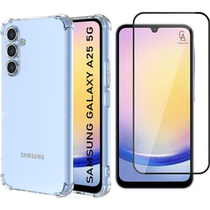 Samsung Galaxy A25 Uyumlu Köşe Dolgulu Anti Shock Telefon Kılıfı ve 5d Kırılmaz Cam Ekran Koruyucu