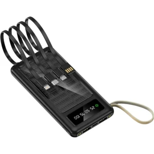 10.000 mAh Güneş Enerjili LED Işıklı Powerbank Şarj Aleti 4x USB Çıkışlı Mikro Typ-C
