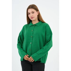 Alexander Gardi Fitilli Triko Gömlek Yaka Düğmeli Hırka (A92398-S-UST)