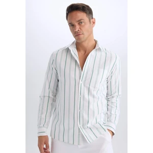%100 Pamuk Regular Fit Polo Yaka Çizgili Oxford Uzun Kollu Gömlek D6101AX25SP