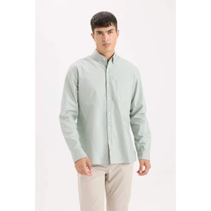 %100 Pamuk Regular Fit Polo Yaka Oxford Basic Düz Uzun Kollu Gömlek A8028AX25SP