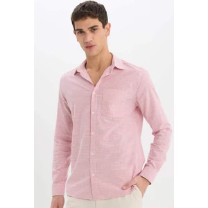 %100 Pamuk Modern Fit Polo Yaka Çizgili Uzun Kollu Gömlek E5046AX25SM