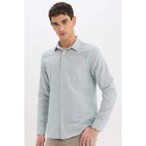 Modern Fit Polo Yaka Basic Düz Uzun Kollu Gömlek E5045AX25SM