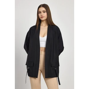 4194A Cep Detay Kimono Siyah