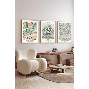 Gerçek Ahşap Çerçeveli 3 Parça 3D Poster Tablo Seti - ERSY3SET16