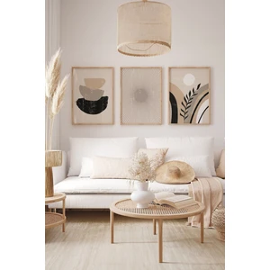 Gerçek Ahşap Çerçeveli 3 Parça 3D Poster Tablo Seti - 3DARTSOHOSET131