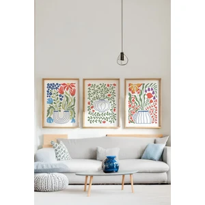 Gerçek Ahşap Çerçeveli 3 Parça 3D Poster Tablo Seti - ERSY3SET15