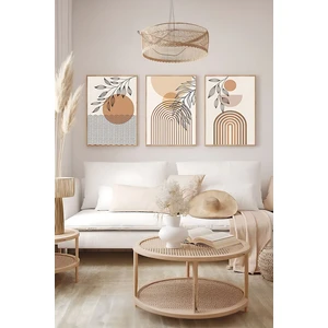 Gerçek Ahşap Çerçeveli 3 Parça 3D Poster Tablo Seti - 3DARTSOHOSET129