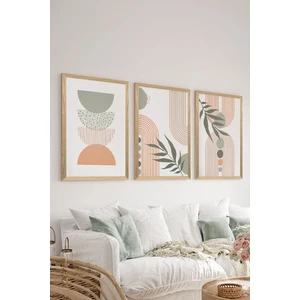 3 Parça Ahşap Çerçeve Görünümlü Mdf Tablo Seti - ERSYCRVSZ3SET24