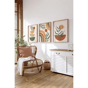 Gerçek Ahşap Çerçeveli 3 Parça 3D Poster Tablo Seti - ERSY3SET23