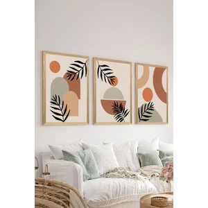 3 Parça Ahşap Çerçeve Görünümlü Mdf Tablo Seti - ERSYCRVSZ3SET26