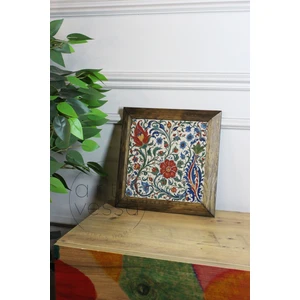 Masif Ahşap Çerçeveli Taş Tablo Pano 16  x  16  cm  - Çini 1