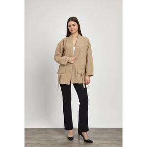 4194A Cep Detay Kimono Vizon