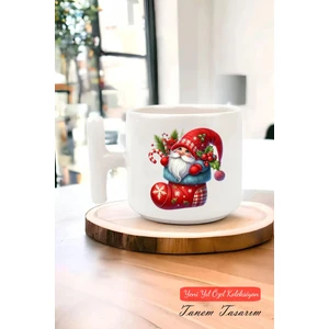 Yeni Yıl Yılbaşı Noel Tasarımlı T Kulp Seramik Kupa