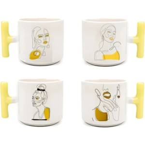 4'lü Modern Kız Art - T Kulp Kupa