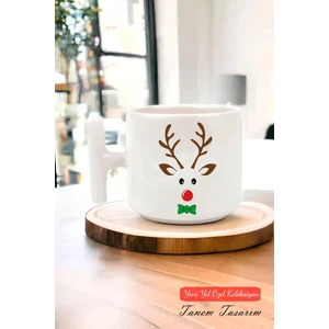 Yeni Yıl Yılbaşı Noel Tasarımlı T Kulp Seramik Kupa