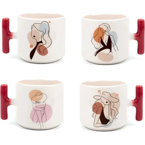 4'lü Modern Kız Art - T Kulp Kupa