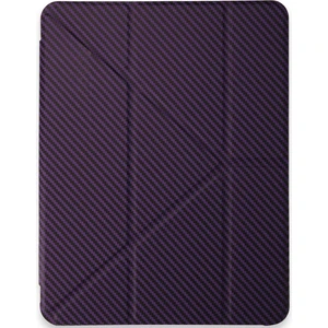 Apple iPad Pro 11 2024 M4 Darbe Emici Yatay ve Dikey Standlı Kalemlikli Karbon Fiber Görünmlü Serrated Kılıf A2836 A2837