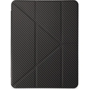 Apple iPad Pro 11 2024 M4 Darbe Emici Yatay ve Dikey Standlı Kalemlikli Karbon Fiber Görünmlü Serrated Kılıf A2836 A2837