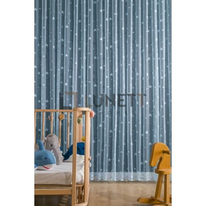 Lunett Home Kullanıma Hazır Büyük Yıldızlı Desen (1x2) Seyrek Pile Tül Perde