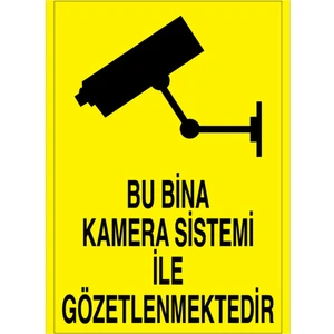 1Beyaz Reklam Bu Bina Kamera Sistemi İle Gözetlenmektedir Uyarı Tabelası - 20 x 30 Alüminyum Kompozit Panel - Kc3