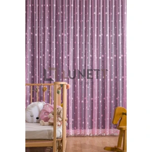 Lunett Home Kullanıma Hazır Büyük Yıldızlı Desen (1x2) Seyrek Pile Tül Perde