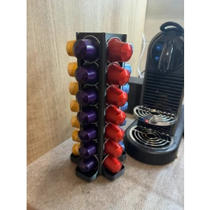 25 cm Dönbilen Kahve Kulesi Nespresso  Uyumlu Kapsül Kahve Tutucu - Dönebilen Kapsül Kahve Standı