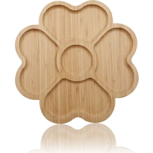 Dekoratif Bambu Sunumluk Tabak Bölmeli Servis Tabağı 25 x 14  cm