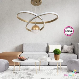 3 Renk Yanabilen Şeker Camlı Modern Ledli Avize