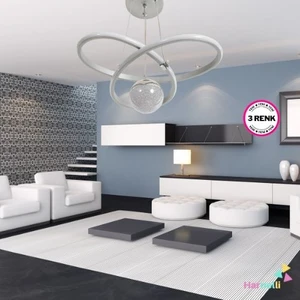 3 Renk Yanabilen Şeker Camlı Modern Ledli Avize
