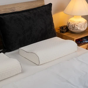 Visco Sleep Ortopedik Yastık Visco Yastık Aylona Boyun Destekli Yastık Doğal Viskon Kılıflı Yastık 55 x 35 x 11-7  cm