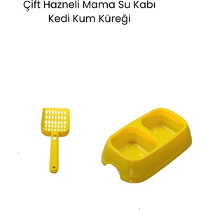 Çift Hazneli Mama Su Kabı ve Kum Küreği